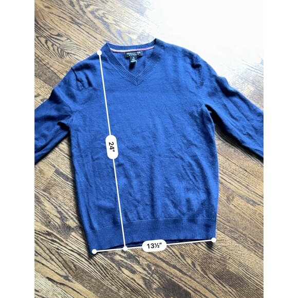 Banana Republic Men Sweater V-Neck Extra Fine Italian Merino Wool Blue Sz S - Picture 6 of 6